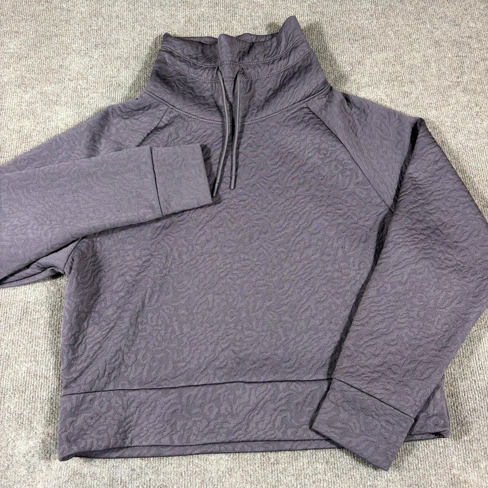 Juicy Couture Sport Cropped Sweatshirt Womens Medium Gray Textured Funnel Neck